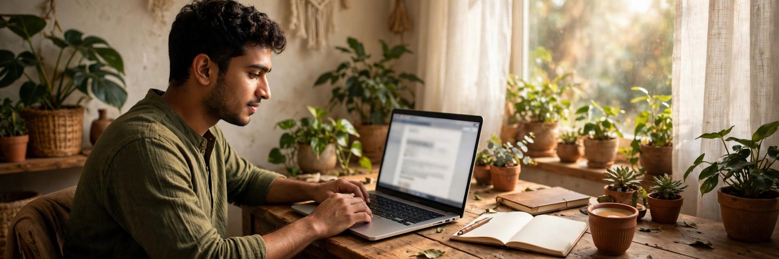 Checking YES Bank statement on a laptop at home