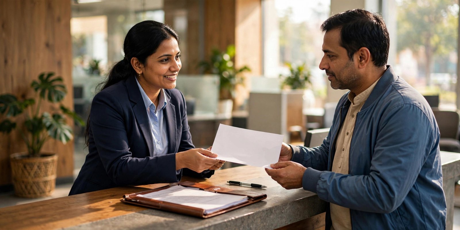 How to Apply for a Credit Card: Eligibility & Documents Submitting a credit card application form at a bank branch