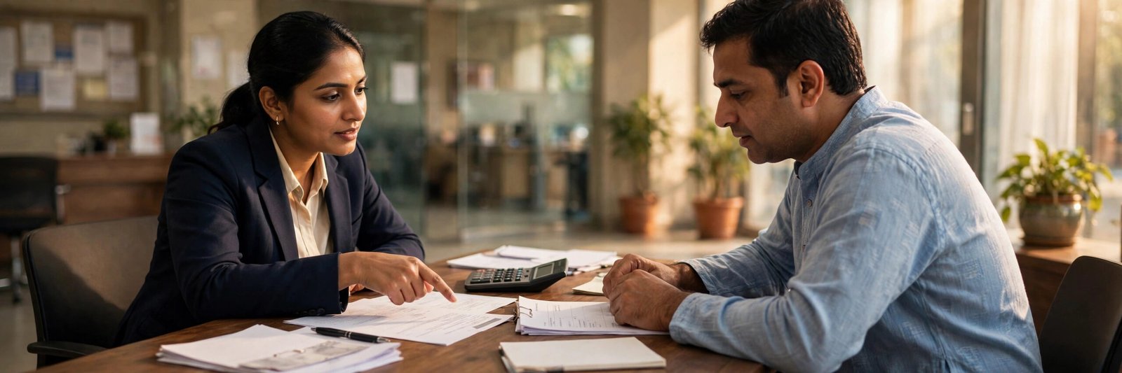 Bandhan Bank Personal Loan: Rates, Eligibility & Apply Bank officer explaining a Bandhan personal loan application and EMI schedule
