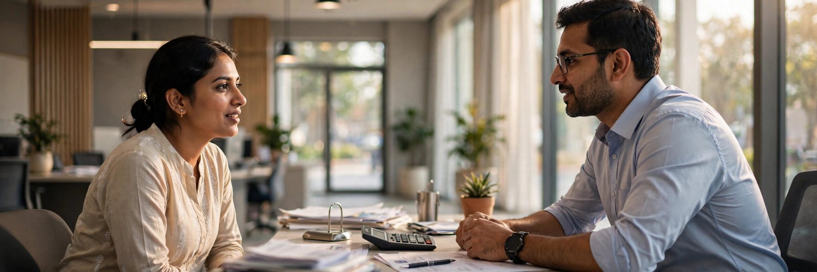 Discussing HDFC loan application status with a loan officer