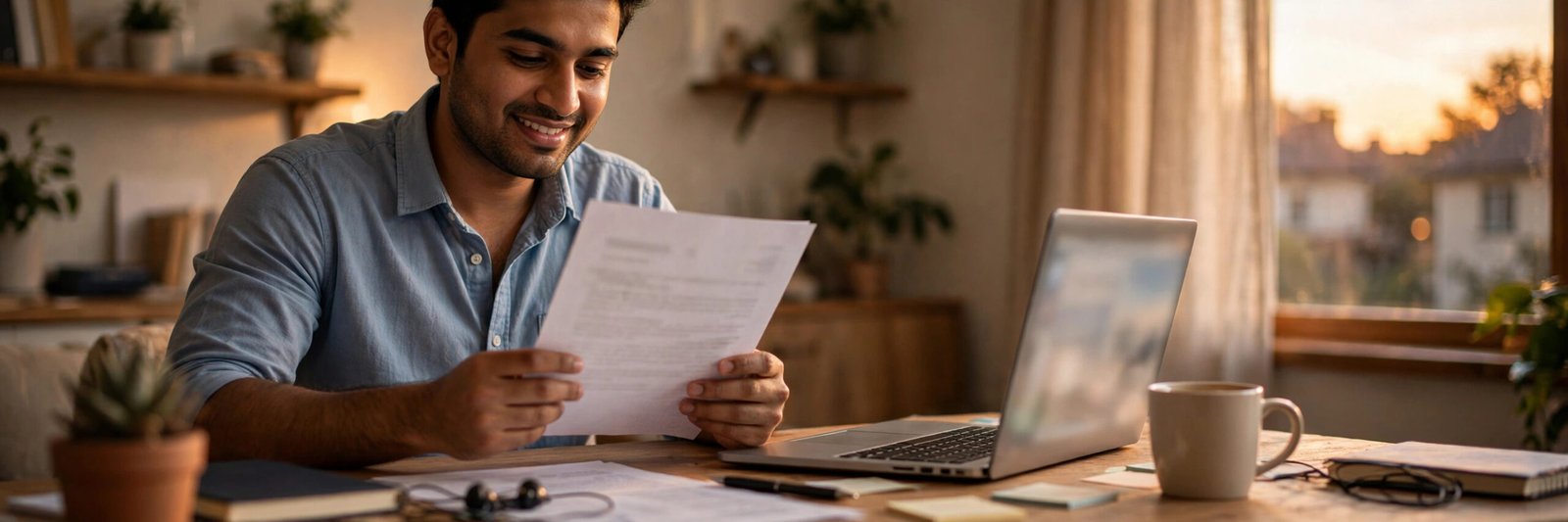 HDFC Personal Loan Status: Track Your Application Online Reviewing an HDFC personal loan sanction letter at home