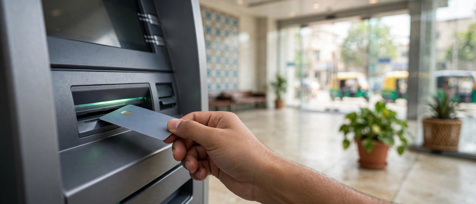 IndusInd Bank ATM Card: Apply Online, Activate & Set PIN Inserting a debit card into an ATM machine