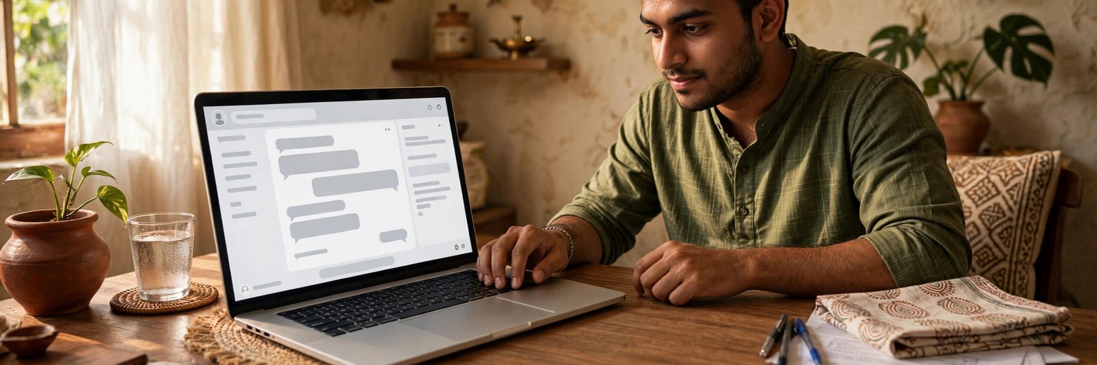 IndusInd Bank Loan Status: Track Application Online Tracking IndusInd Bank loan status through a chatbot on a laptop