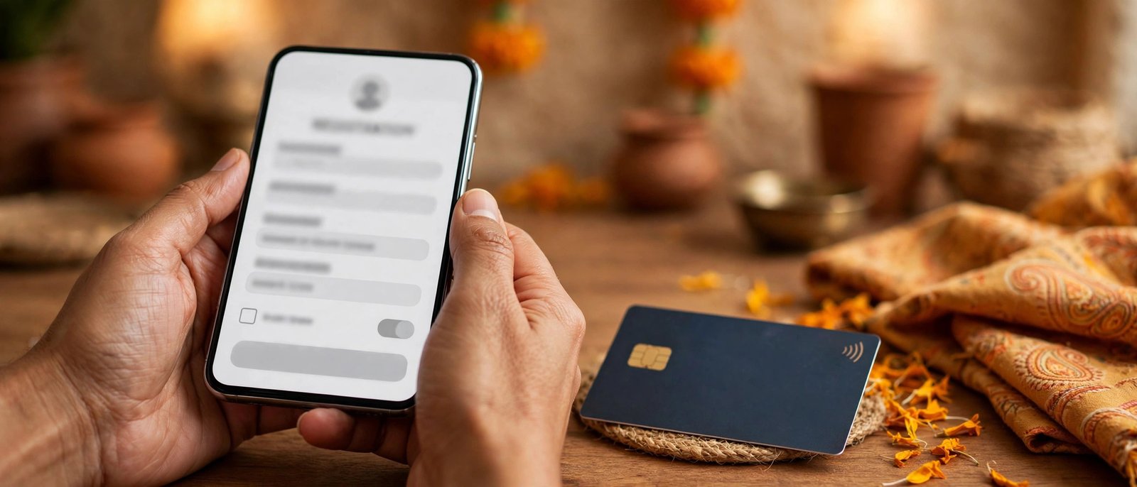 PNB mobile banking registration on a smartphone