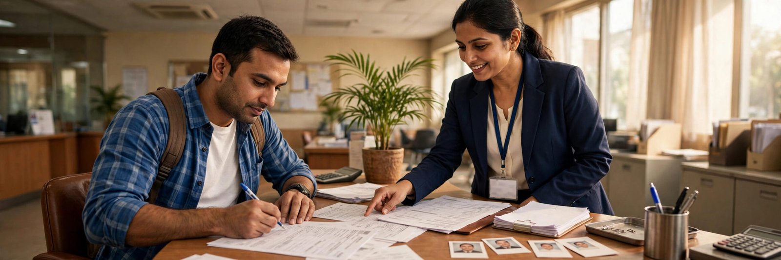 Filling a UCO Bank account opening form at a branch